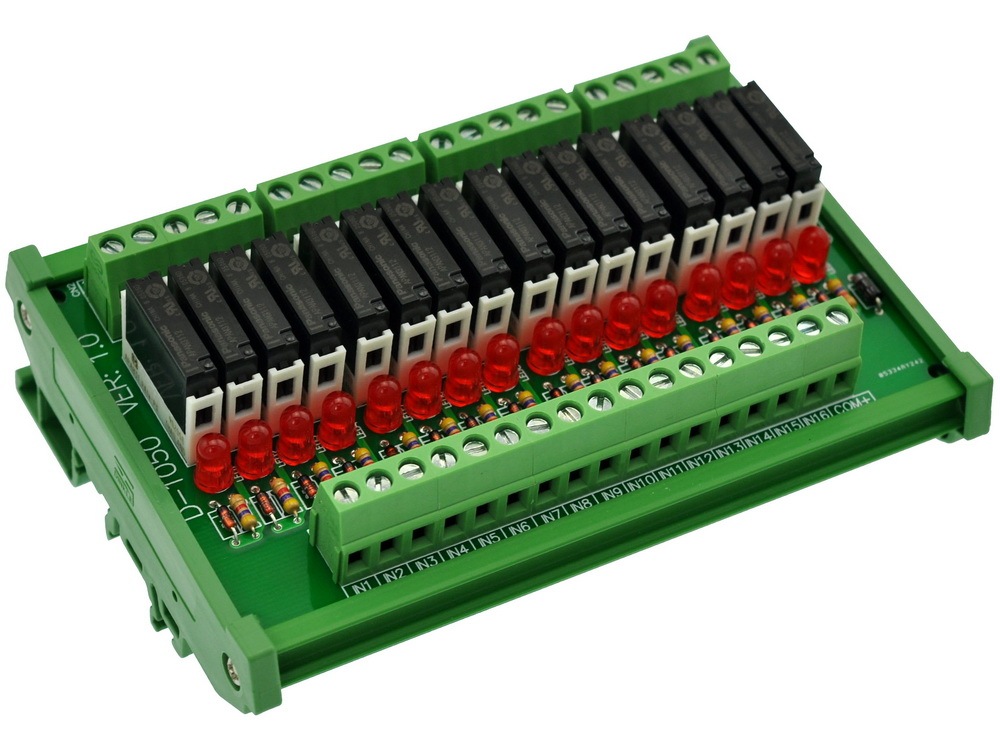 CZH-LABS Slim DIN Rail Mount DC12V Sink/NPN 16 SPST-NO 5A Power Relay Module, APAN3112