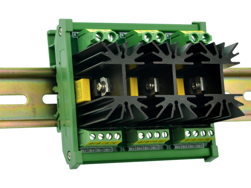 CZH-LABS DIN Rail Mount 3 Channel 12 Amp Solid State Relay SSR Module, in 4~32VDC, out 100~240VAC.