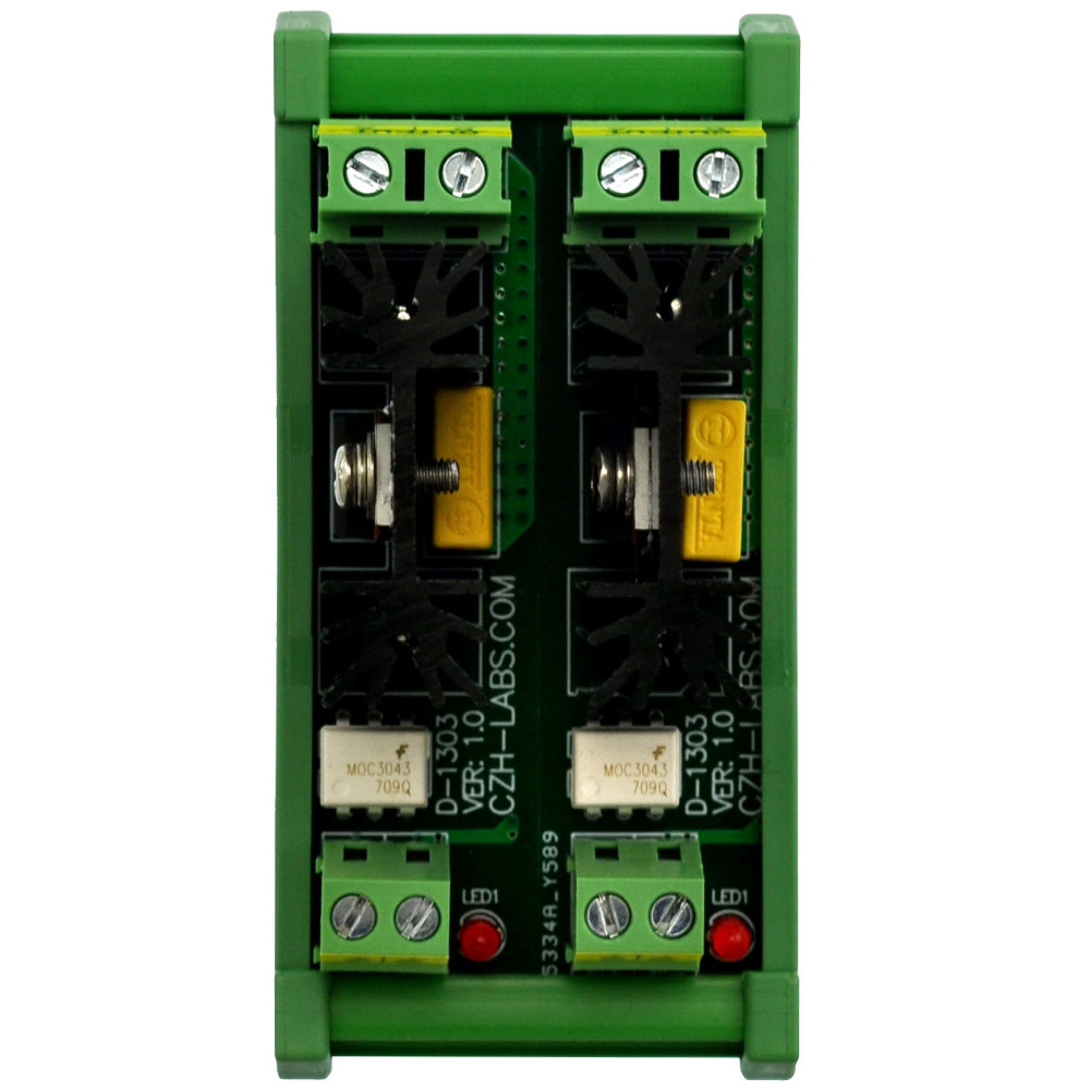 CZH-LABS DIN Rail Mount 2 Channel 8 Amp Solid State Relay SSR Module, in 4~32VDC, out 100~240VAC.