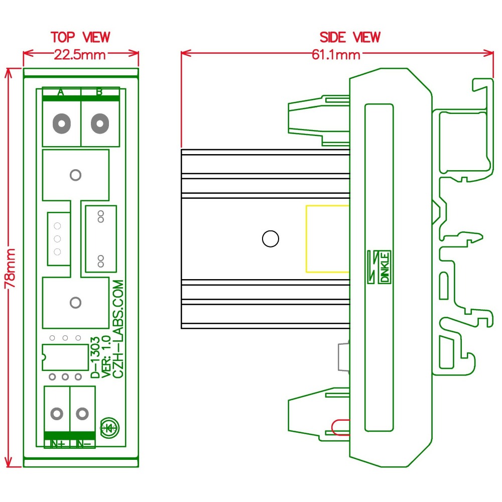 CZH-LABS DIN Rail Mount 1 Channel 8 Amp Solid State Relay SSR Module, in 4~32VDC, out 100~240VAC.