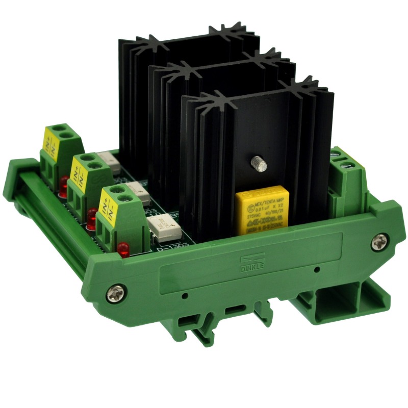 CZH-LABS DIN Rail Mount 3 Channel 8 Amp Solid State Relay SSR Module, in 4~32VDC, out 100~240VAC.