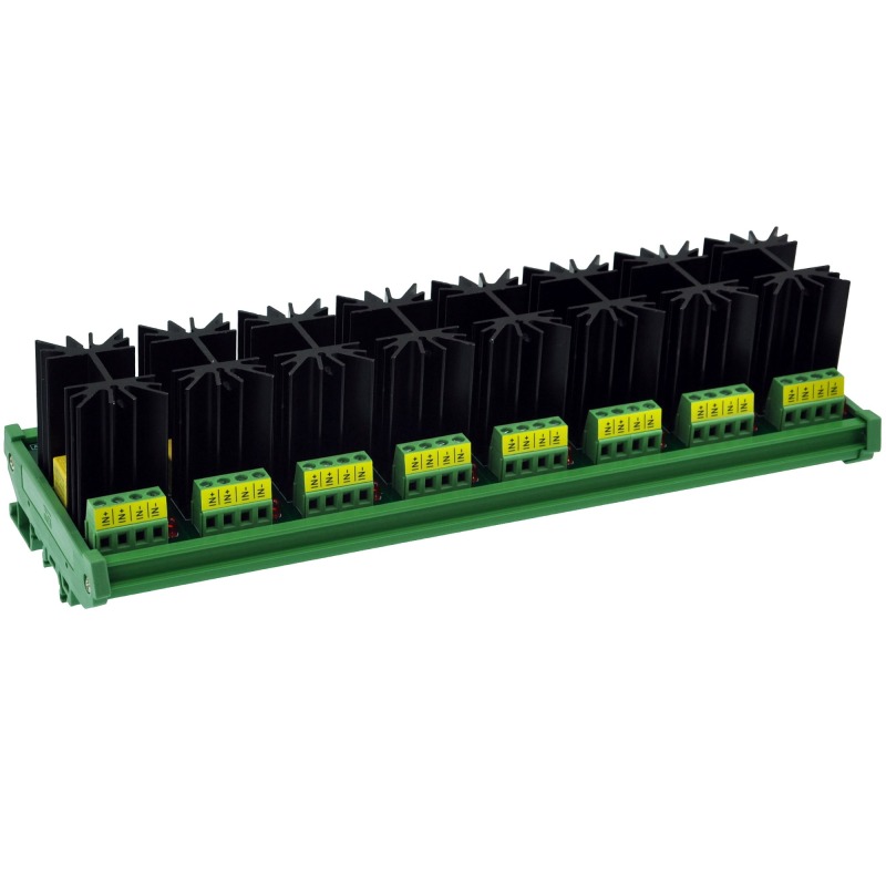 CZH-LABS DIN Rail Mount 8 Channel 12 Amp Solid State Relay SSR Module, in 4~32VDC, out 100~240VAC.