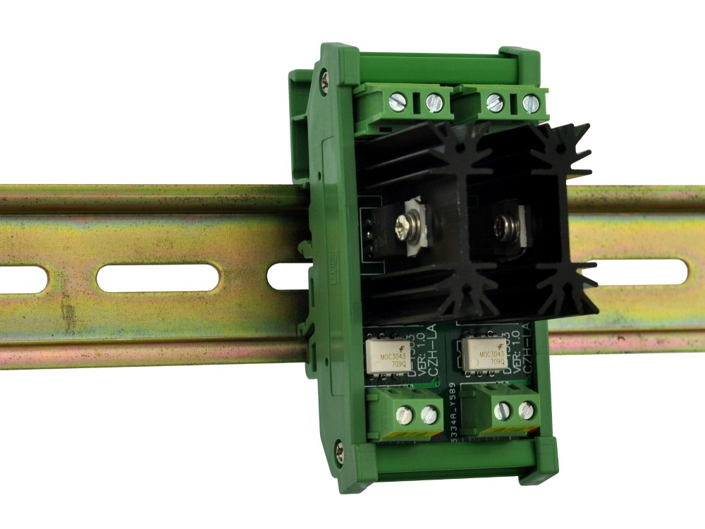 CZH-LABS DIN Rail Mount 2 Channel 8 Amp Solid State Relay SSR Module, in 4~32VDC, out 100~240VAC.