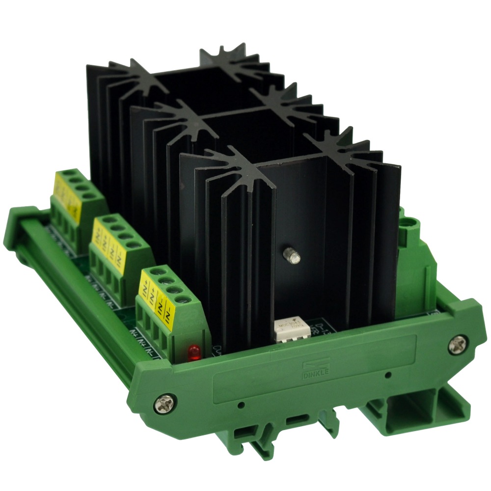 CZH-LABS DIN Rail Mount 3 Channel 12 Amp Solid State Relay SSR Module, in 4~32VDC, out 100~240VAC.