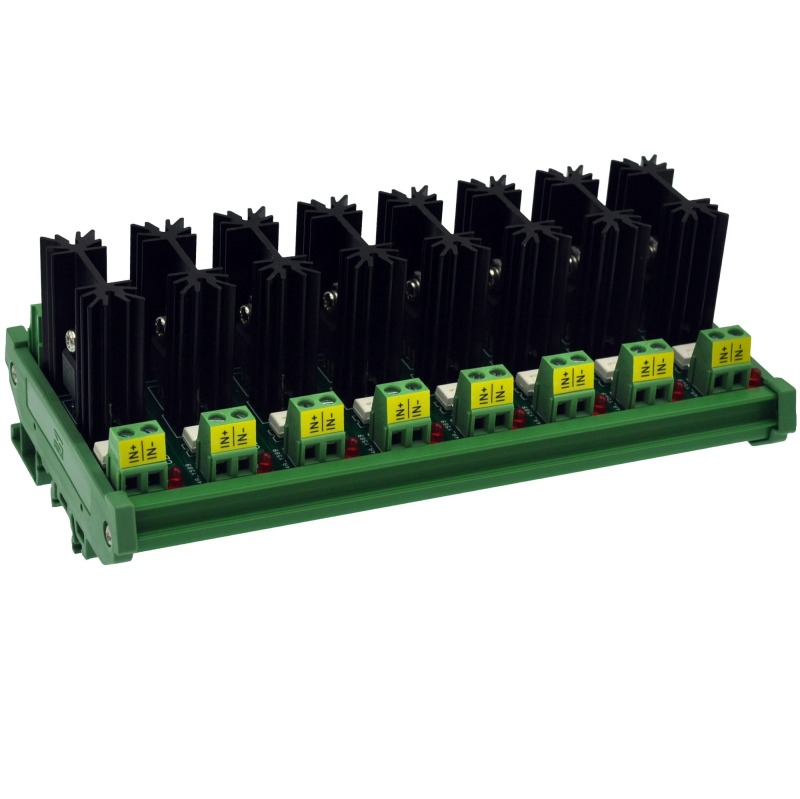 CZH-LABS DIN Rail Mount 8 Channel 8 Amp Solid State Relay SSR Module, in 4~32VDC, out 100~240VAC.