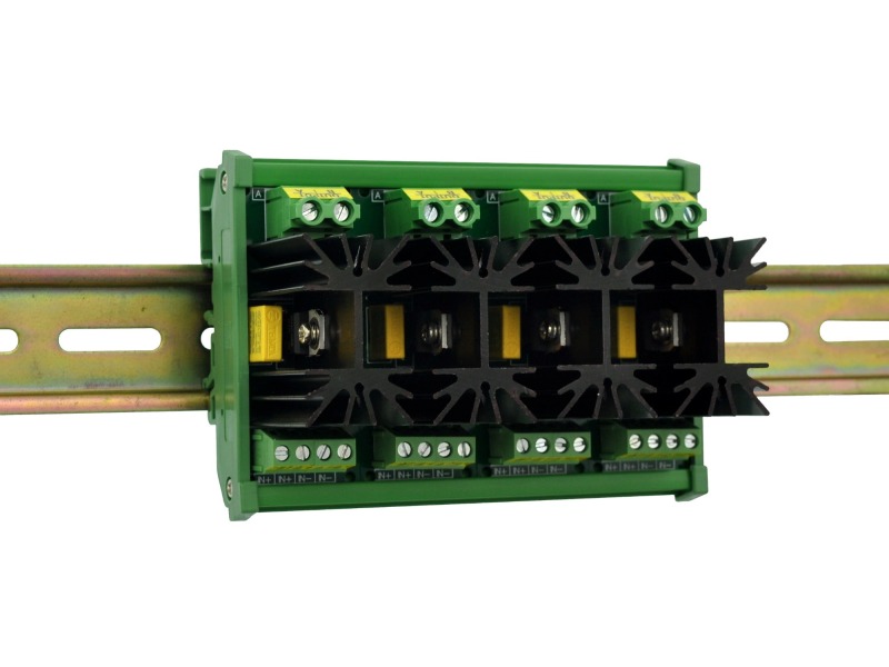 CZH-LABS DIN Rail Mount 4 Channel 12 Amp Solid State Relay SSR Module, in 4~32VDC, out 100~240VAC.