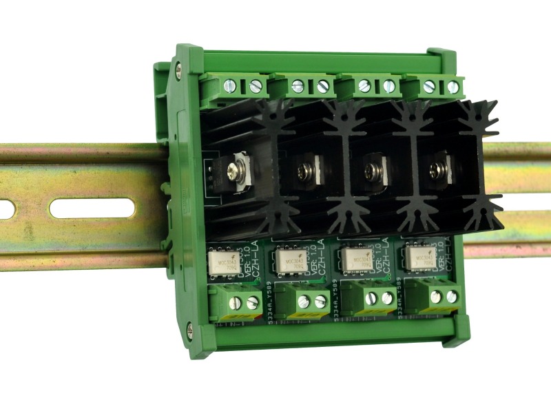 CZH-LABS DIN Rail Mount 4 Channel 8 Amp Solid State Relay SSR Module, in 4~32VDC, out 100~240VAC.