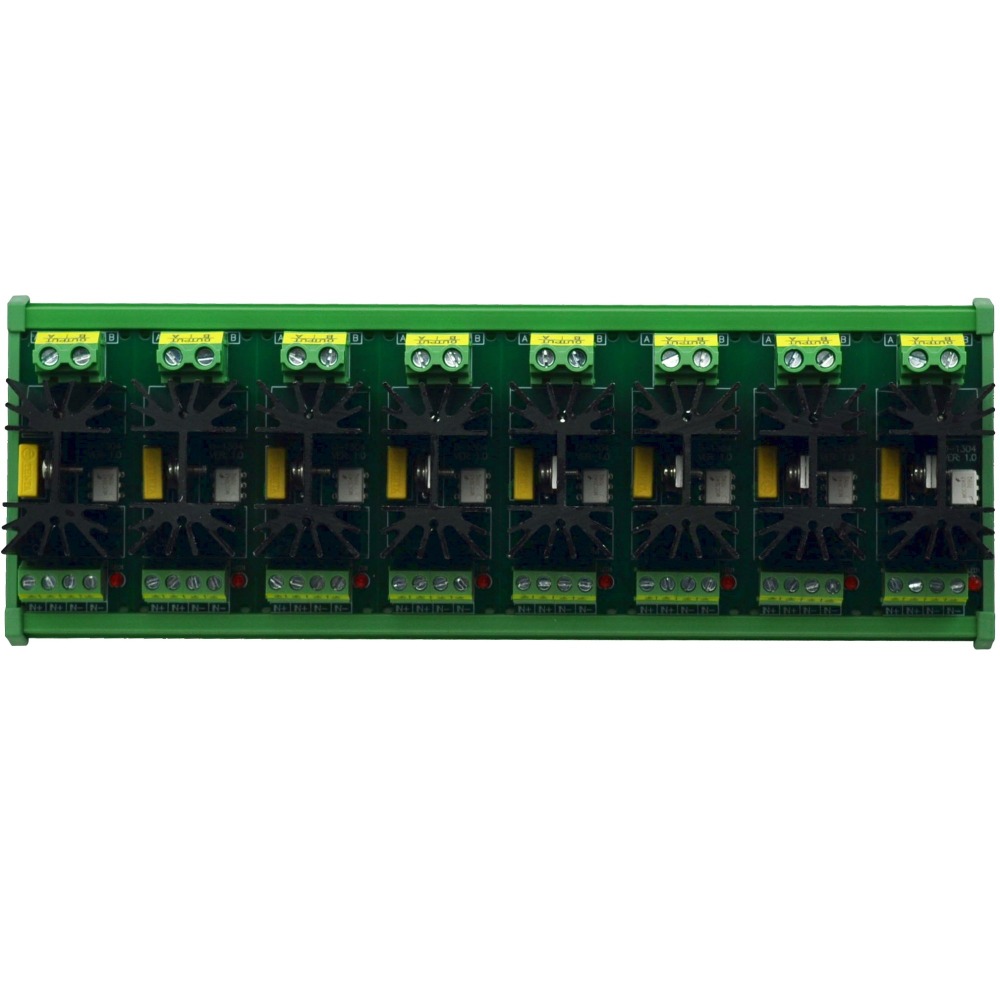 CZH-LABS DIN Rail Mount 8 Channel 12 Amp Solid State Relay SSR Module, in 4~32VDC, out 100~240VAC.