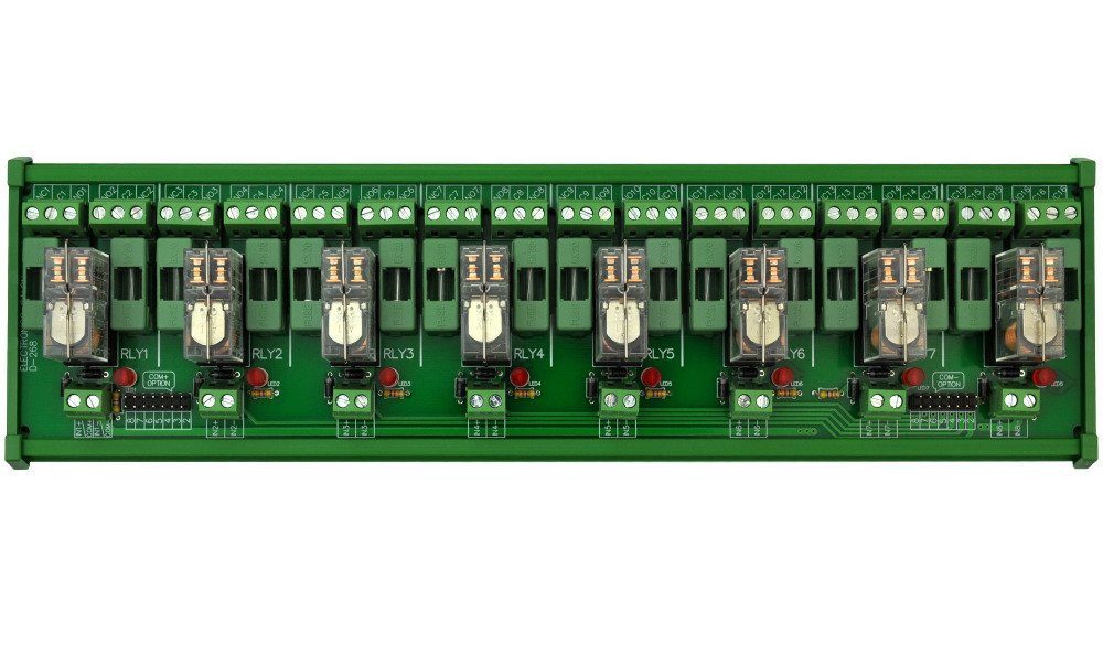 ELECTRONICS-SALON DIN Rail Mount Fused 8 DPDT 5A Power Relay Interface Module, G2R-2 5V DC Relay