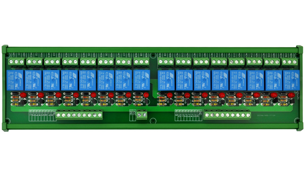 ELECTRONICS-SALON DIN Rail Mount 16 SPDT Power Relay Interface Module, 10A Relay, 48V Coil.