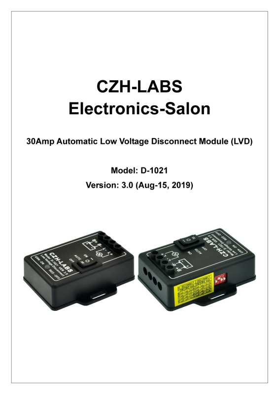 CZH-LABS Low Voltage Disconnect Module LVD, 24V 30A, Protect/Prolong Battery Life.