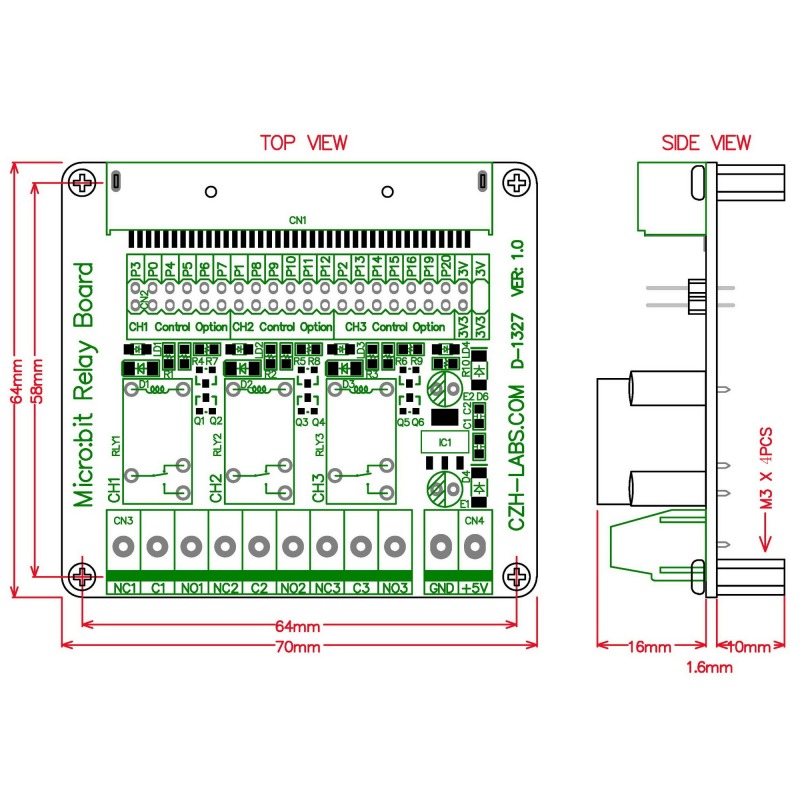 Relay Board for BBC micro:bit, Microbit Relay Module.