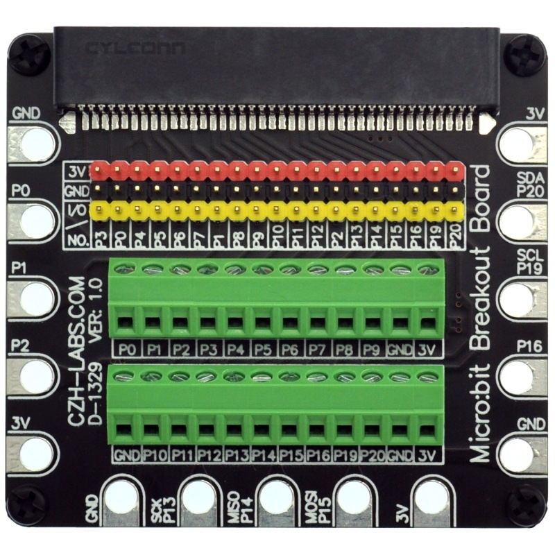 Edge Connector IO Breakout Board for BBC micro:bit, Microbit Breakout Module.