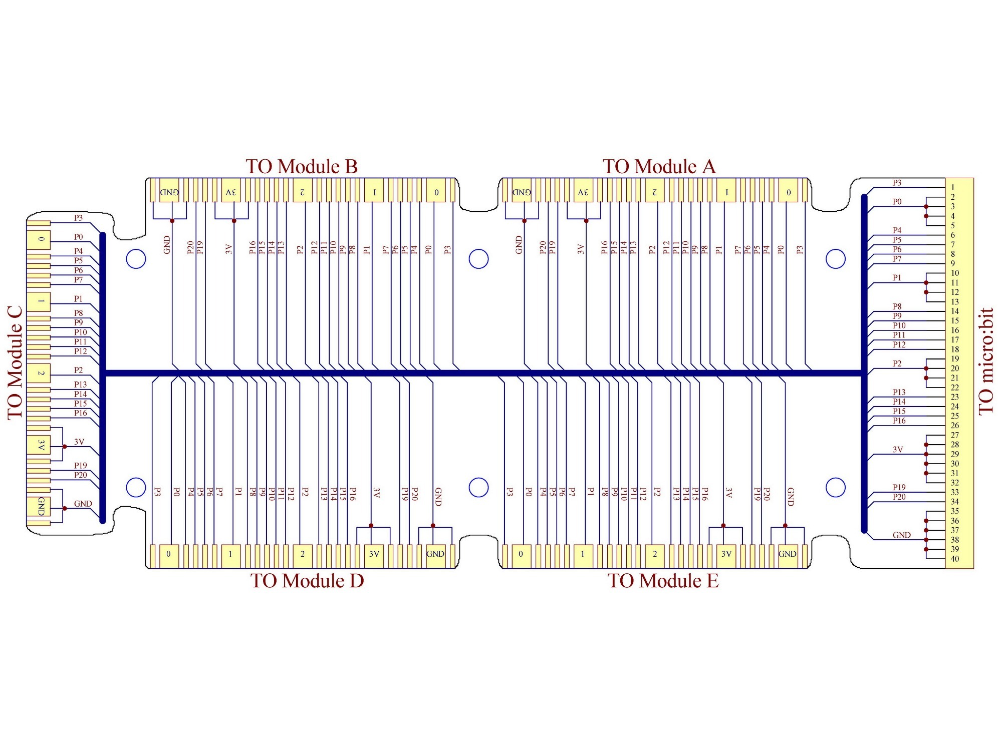 Expansion Bus Board for BBC micro:bit, Microbit Buss Board.