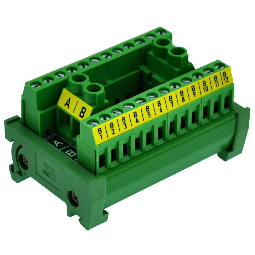 OONO DIN Rail Mount 30A/300V 2x12 Position Screw Terminal Block Distribution Module.