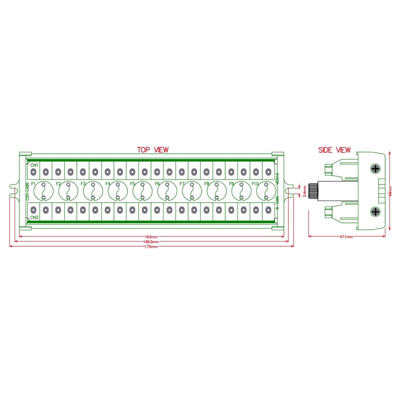 CZH-LABS Screw Mount 20 Position Screw Terminal Block Distribution Module with 10 Channel Fuses