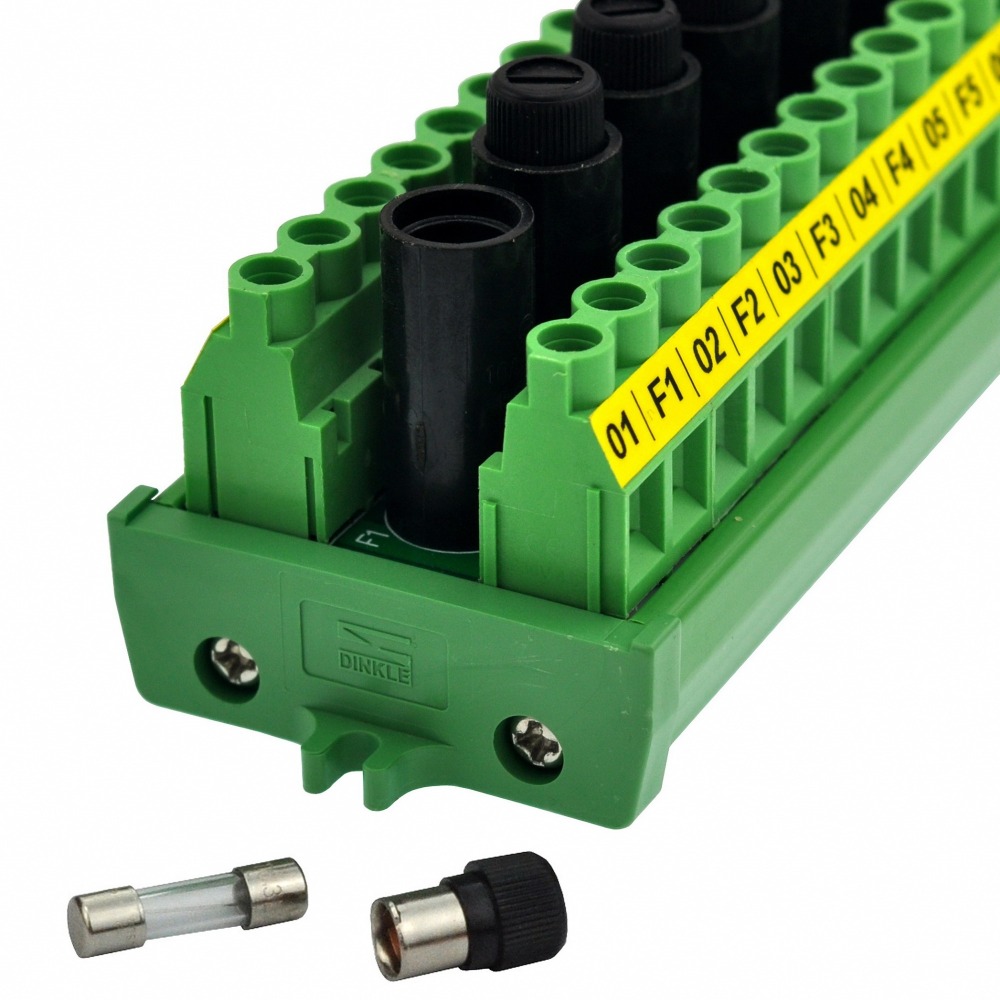 CZH-LABS Screw Mount 20 Position Screw Terminal Block Distribution Module with 10 Channel Fuses