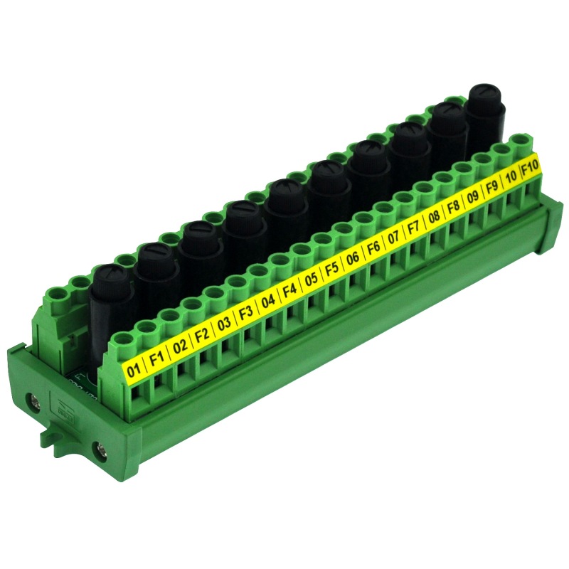 CZH-LABS Screw Mount 20 Position Screw Terminal Block Distribution Module with 10 Channel Fuses