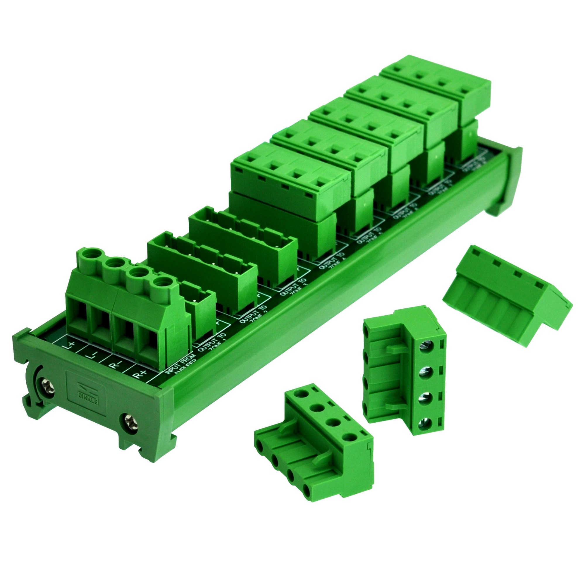 Whole House Audio Stereo 8-Zone Speaker Distribution Module with DIN Rail Mount Carrier