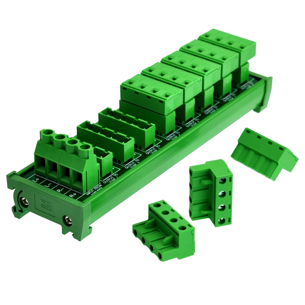 Whole House Audio Stereo 8-Zone Speaker Distribution Module with DIN Rail Mount Carrier