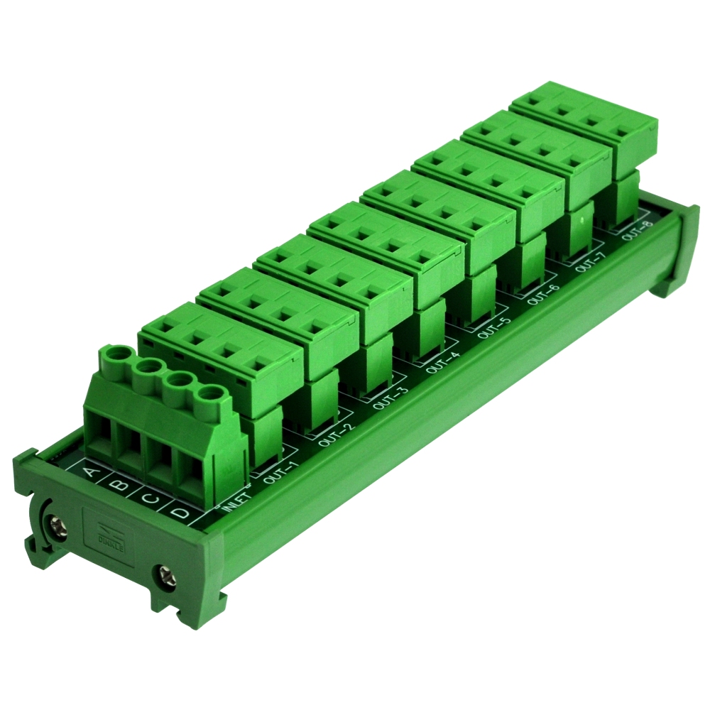 OONO DIN Rail Mount 30A/300V 8x4 Position Pluggable Terminal Block Distribution Module