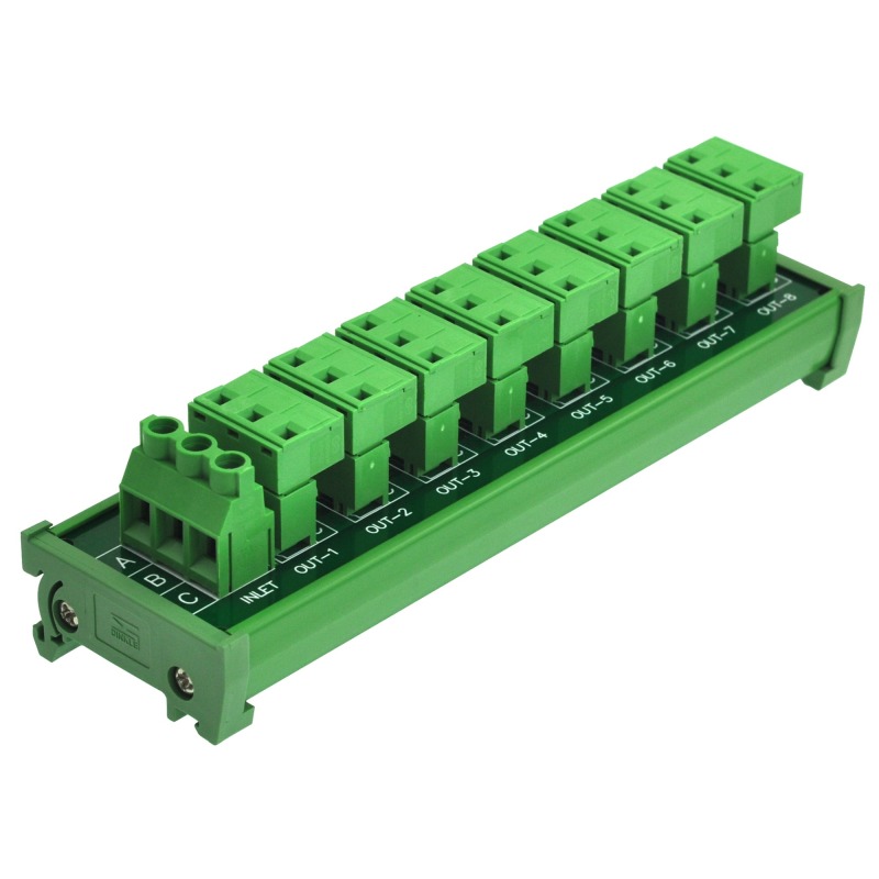 OONO DIN Rail Mount 30A/300V 8x3 Position Pluggable Terminal Block Distribution Module