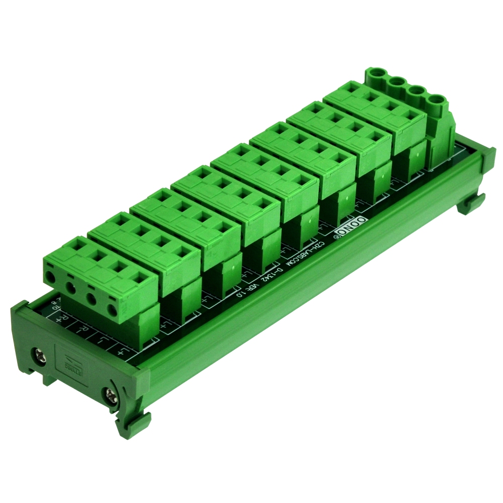 Whole House Audio Stereo 8-Zone Speaker Distribution Module with DIN Rail Mount Carrier