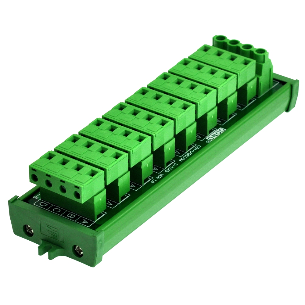 OONO Screw Mount 30A/300V 8x4 Position Pluggable Terminal Block Distribution Module