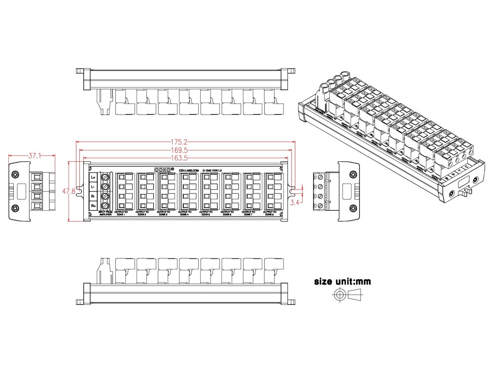 Whole House Audio Stereo 8-Zone Speaker Distribution Module