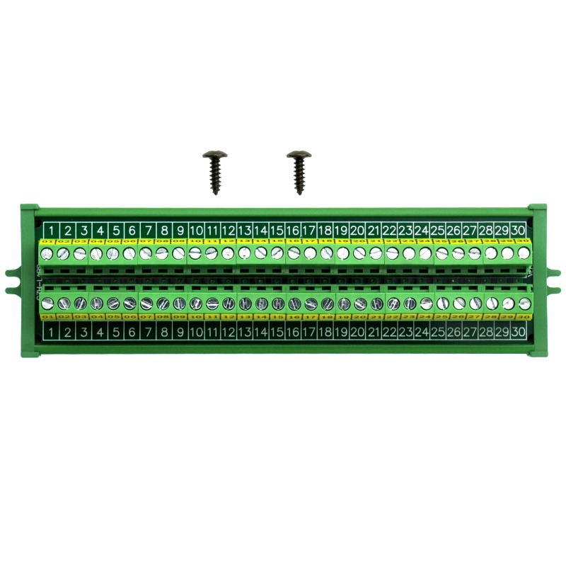 Screw Mount 24A/400V 30 Position Screw Terminal Block Distribution Module.