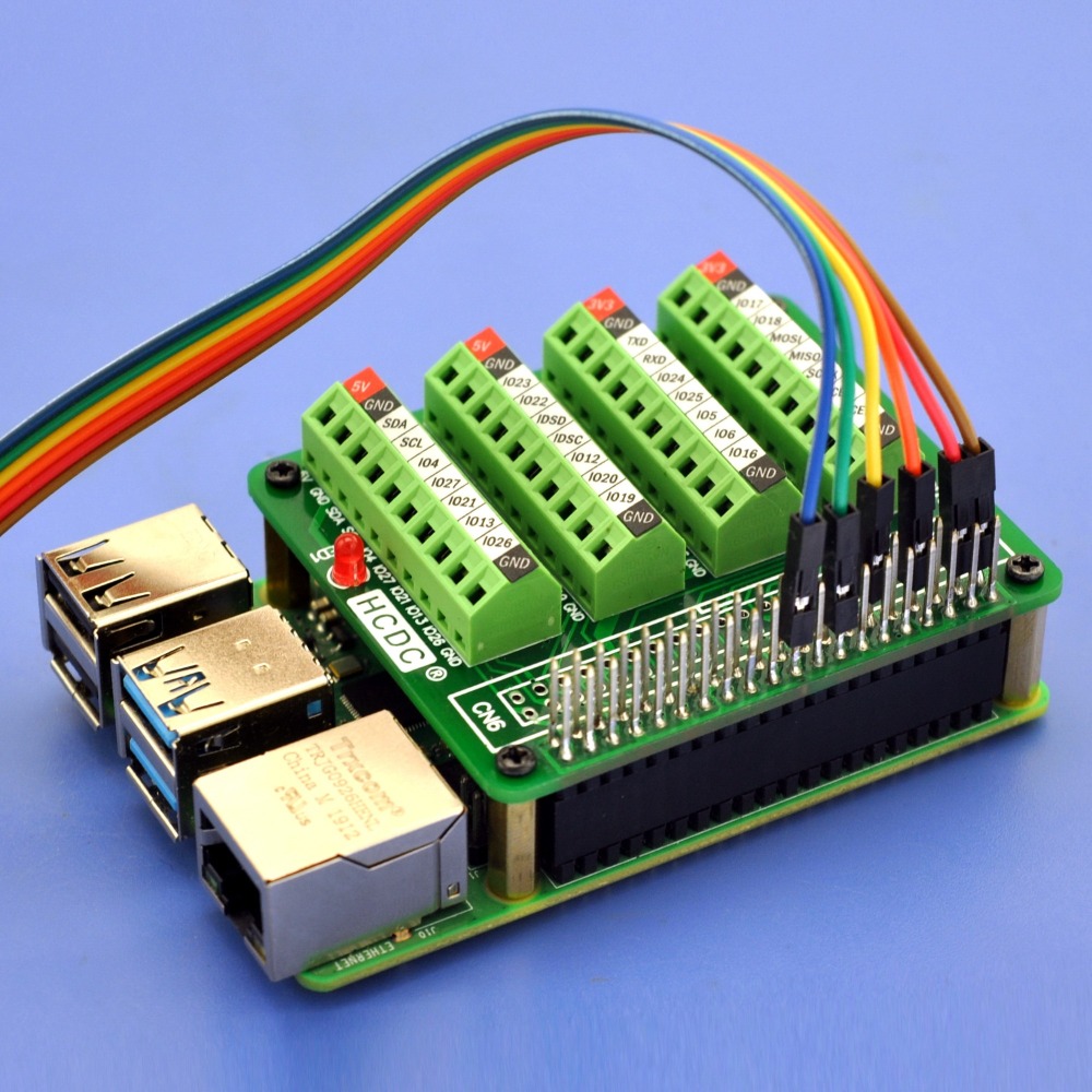 HCDC RPi GPIO Terminal Block Breakout Board HAT, for Raspberry Pi