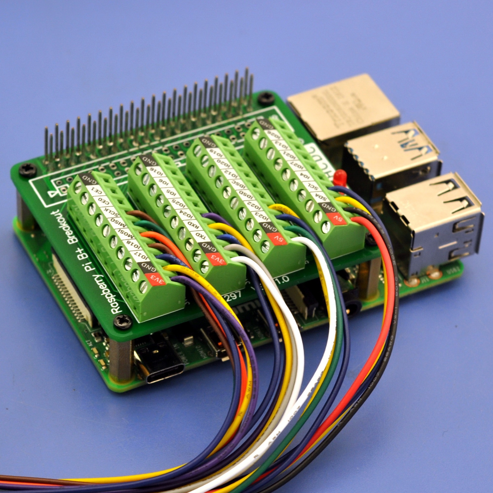 HCDC RPi GPIO Terminal Block Breakout Board HAT, for Raspberry Pi