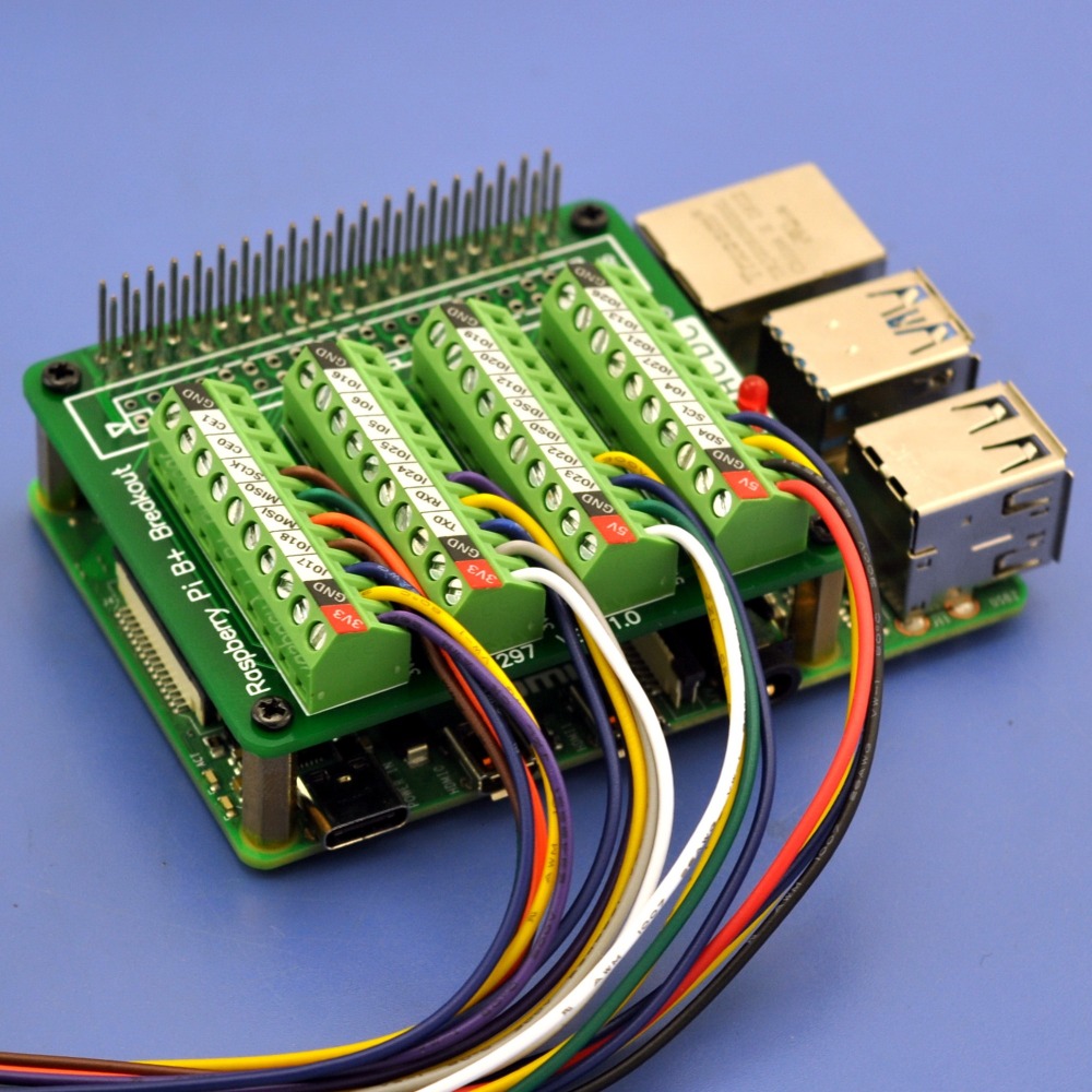 HCDC RPi GPIO Terminal Block Breakout Board HAT, for Raspberry Pi