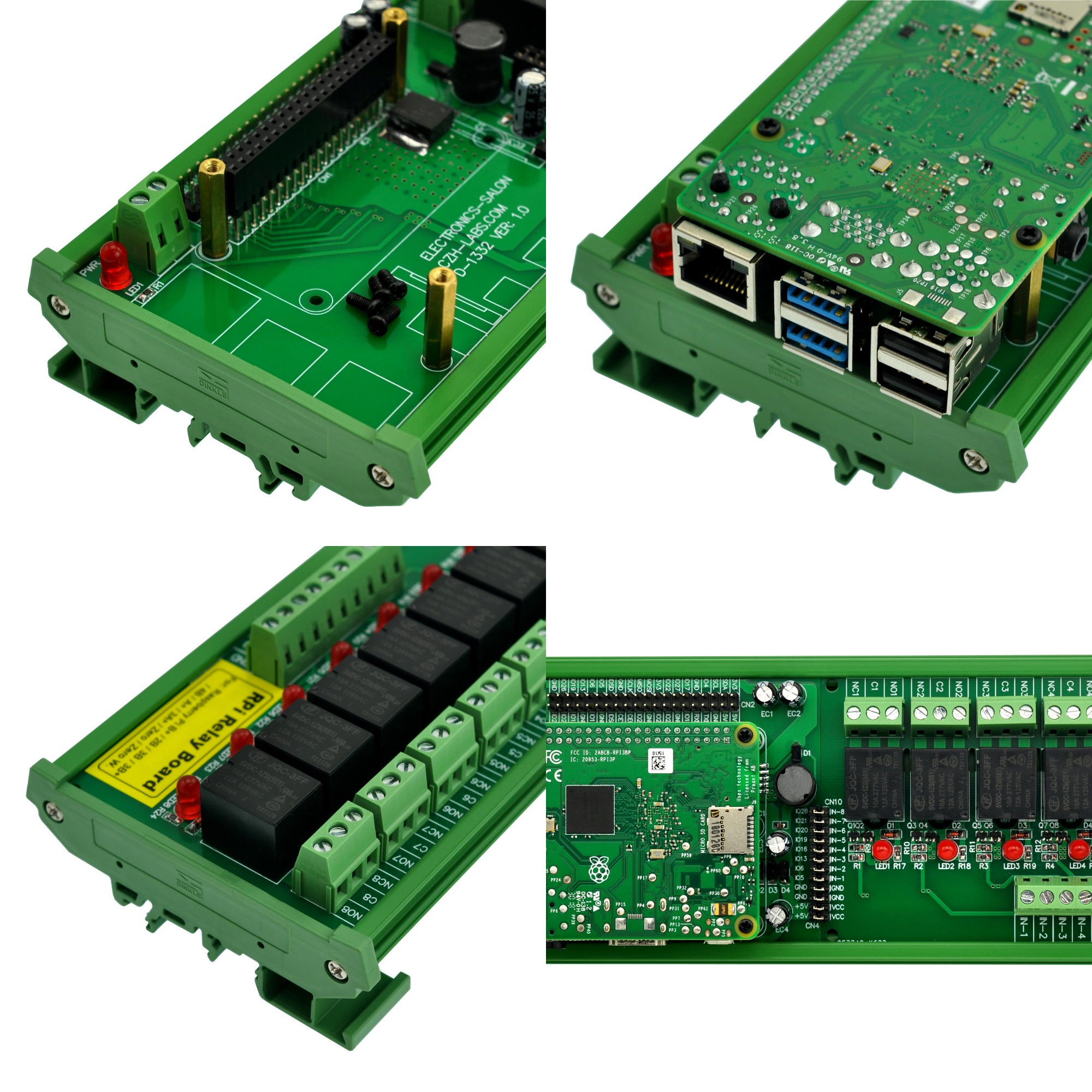 DIN Rail Mount 8 SPDT IoT Power Relay Module for Raspberry Pi