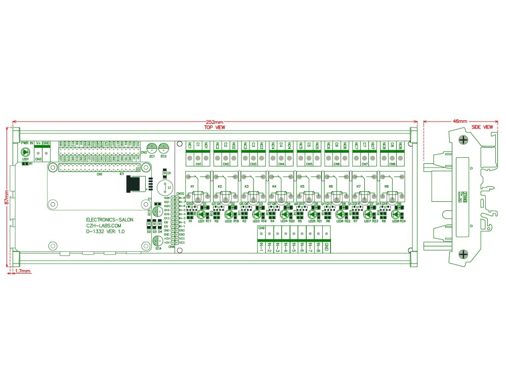 DIN Rail Mount 8 SPDT IoT Power Relay Module for Raspberry Pi