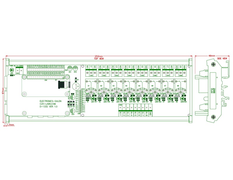 DIN Rail Mount 8 SPDT IoT Power Relay Module for Raspberry Pi