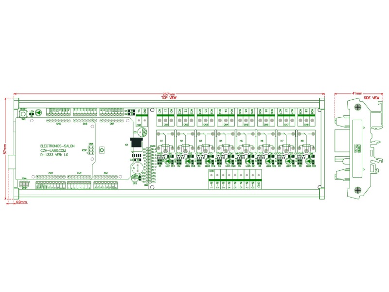 DIN Rail Mount 8 SPDT IoT Power Relay Module for Arduino MEGA2560 / UNO