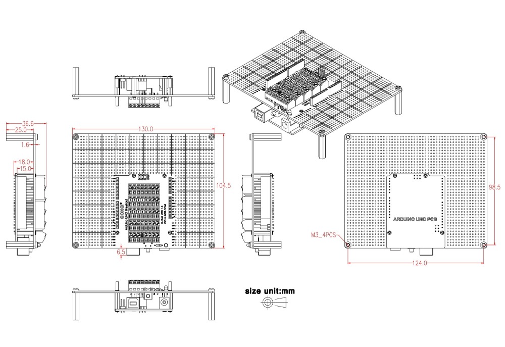 Prototype DIY PCB Terminal Block Board Kit for Arduino UNO R3