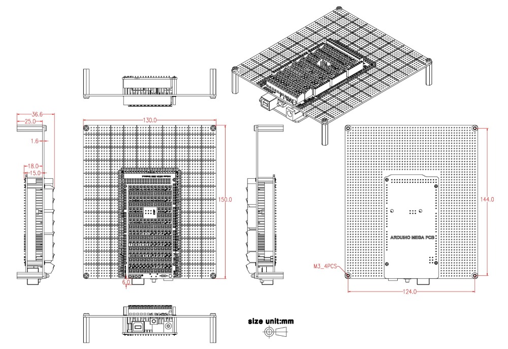 Prototype DIY PCB Terminal Block Board Kit for Arduino MEGA2560 R3