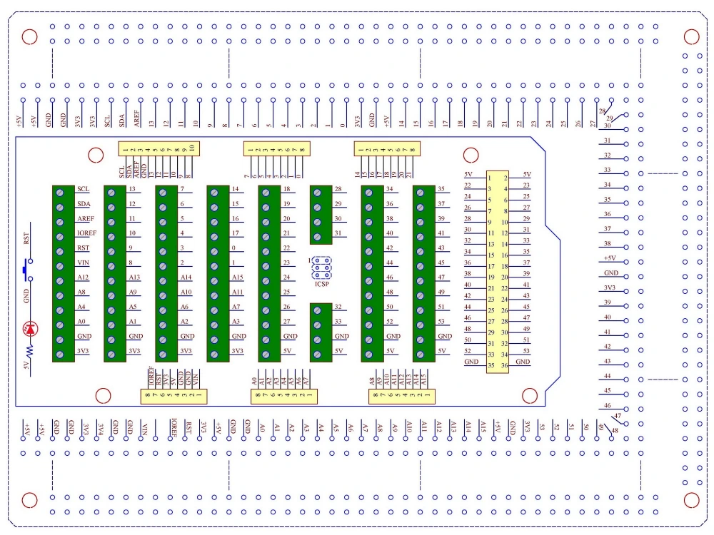 Prototype DIY PCB Terminal Block Board Kit for Arduino MEGA2560 R3