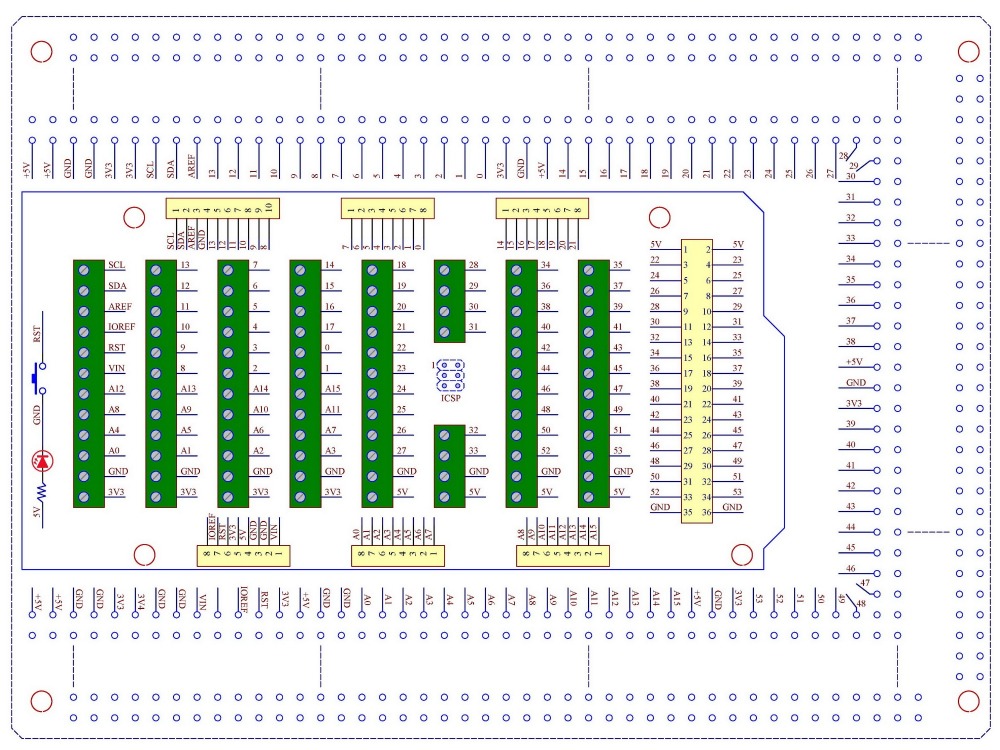 Prototype DIY PCB Terminal Block Board Kit for Arduino MEGA2560 R3