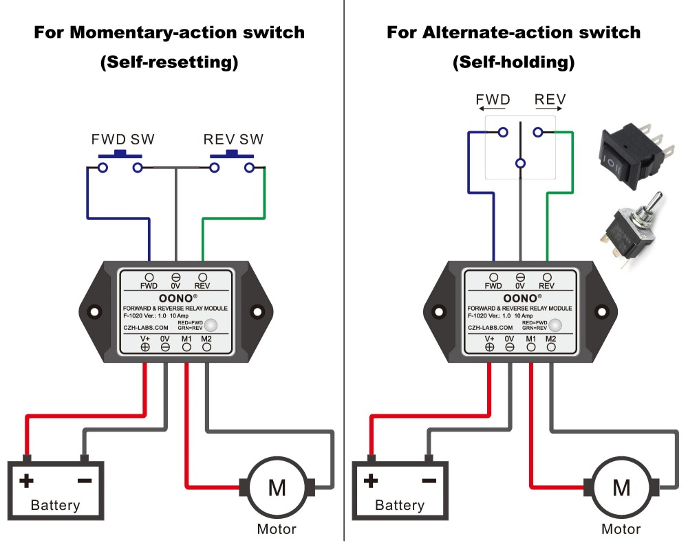 24V 10Amp Forward and Reverse Relay Module for Motor / Linear Actuator, Reversing Relay Module