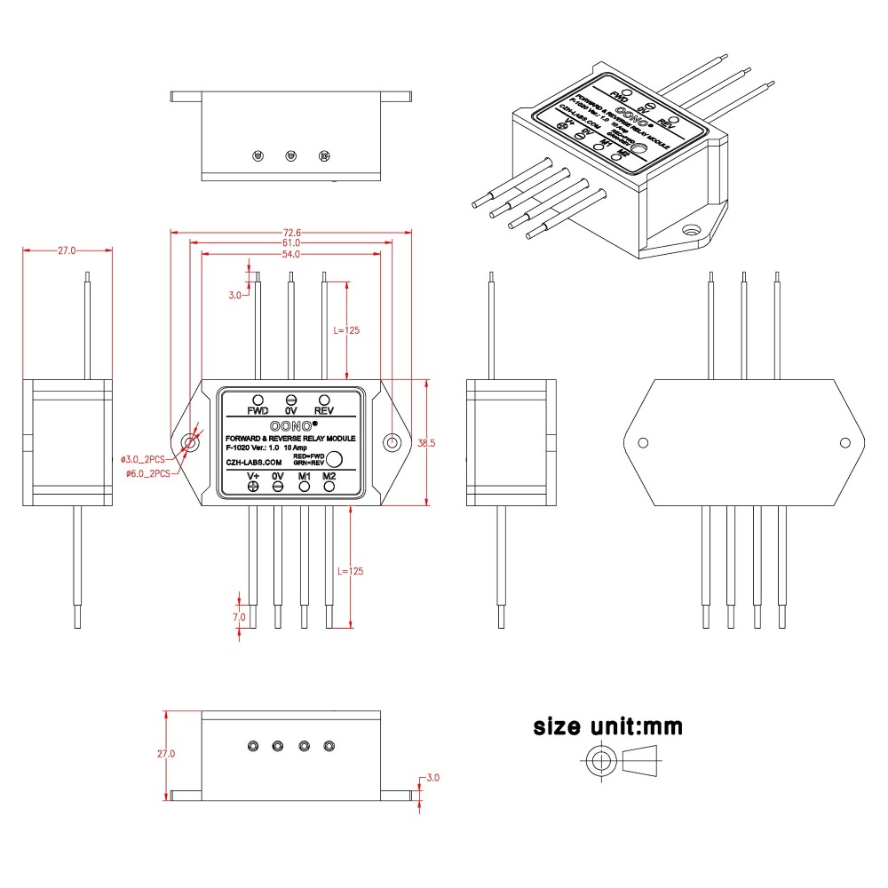 24V 10Amp Forward and Reverse Relay Module for Motor / Linear Actuator, Reversing Relay Module