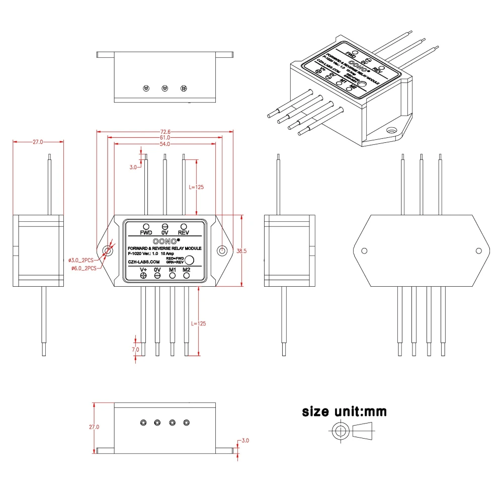 12V 10Amp Forward and Reverse Relay Module for Motor / Linear Actuator ...