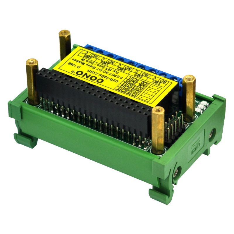 DIN Rail Mount 5 SPST-NO RPi IoT Power Relay Module for Raspberry Pi Zero / Zero-W
