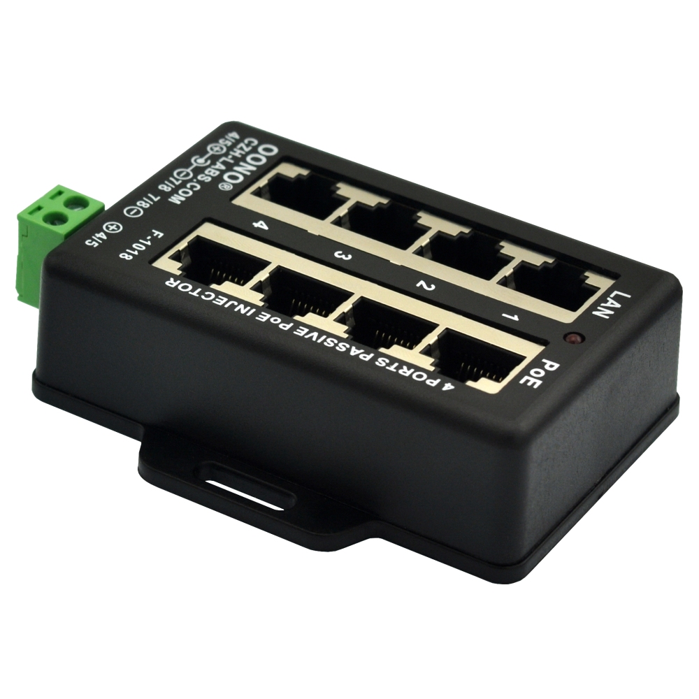 4 Ports Passive RJ45 PoE Power Injection Module, Power Over Ethernet Injector
