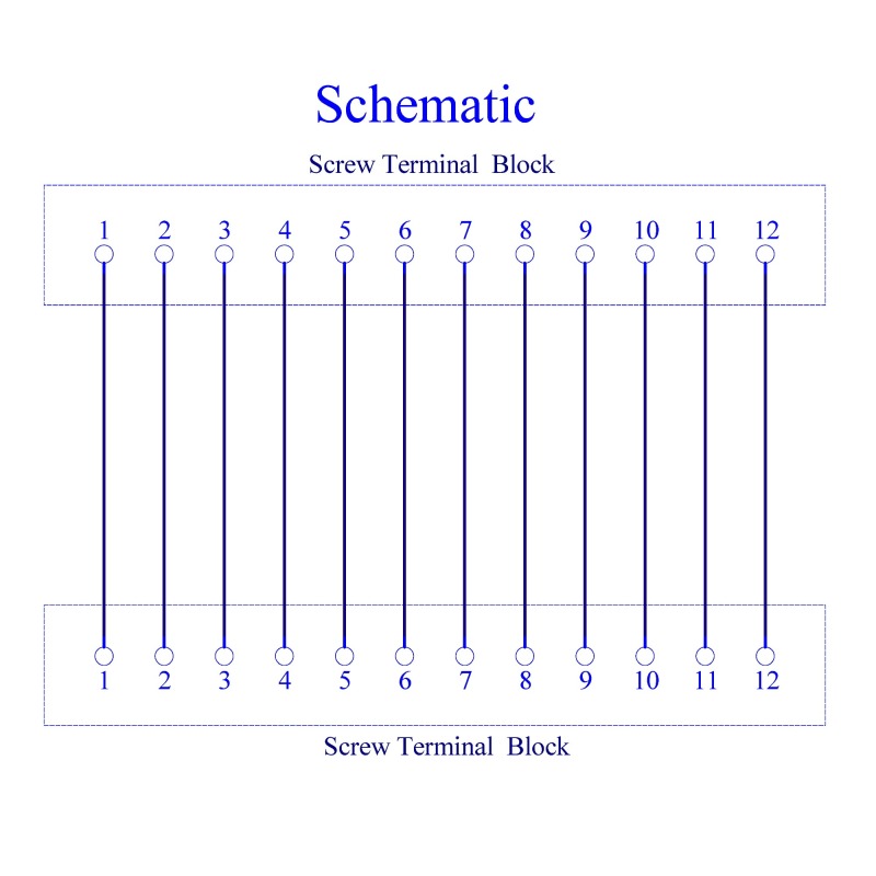 DIN Rail Mount 24A/400V 12 Position Screw Terminal Block Distribution Module