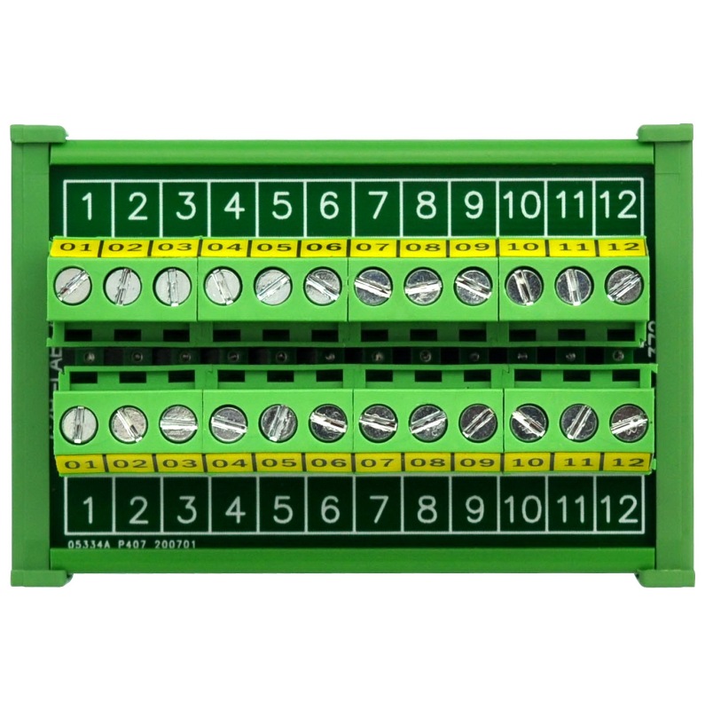 DIN Rail Mount 24A/400V 12 Position Screw Terminal Block Distribution Module