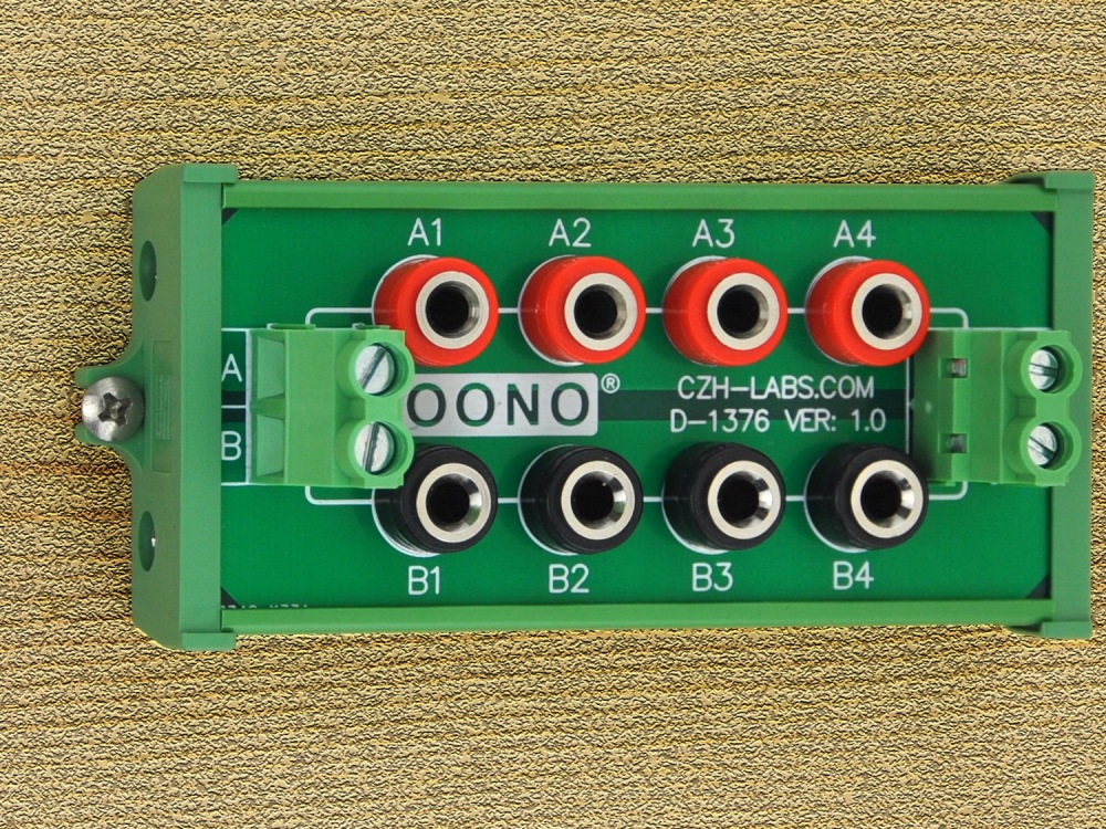 Screw Mount 2 x 4 Position Banana Jack Distribution Module, DC Power Strip
