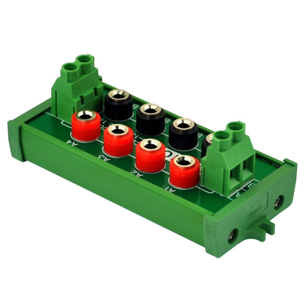 Screw Mount 2 x 4 Position Banana Jack Distribution Module, DC Power Strip